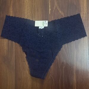 AERIE Dark Blue Lace Thong panty Size large